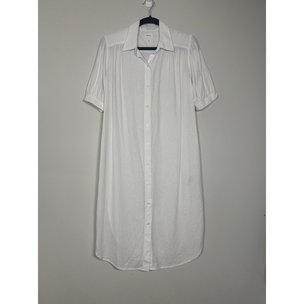 Wilfred Free Aritzia Sail Dress White Linen Viscose Midi Shirt Dress Womens XS